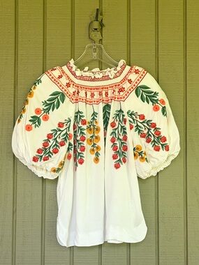 Antonio Melani x Jennifer Sumko Nicci Embroidered Blouse Top Size 12